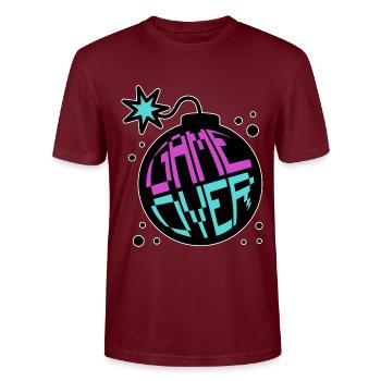 Game Over Retrogaming Pro Gamer Multiplayer Games - Stanley/Stella CRAFTER Unisex Organic T-Shirt - burgundy - Front - Alina (178cm) & Michal (187cm)