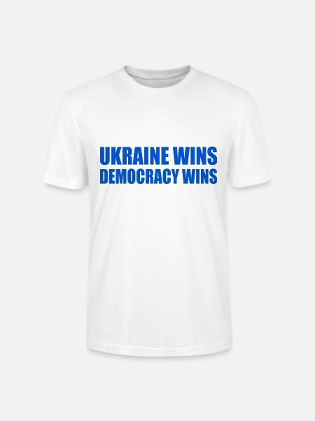 Ukraine wins democracy wins - Stanley/Stella CRAFTER Unisex Organic T-Shirt - white