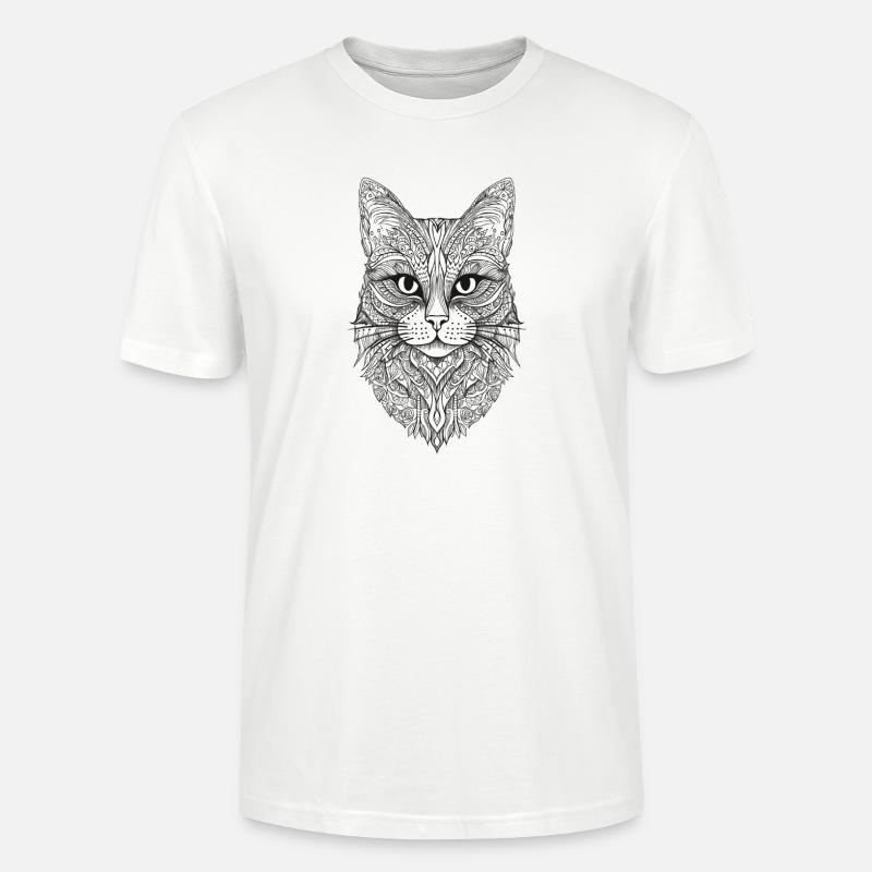 Conception de Mandala de chat - T-shirt bio CRAFTER Stanley Stella Unisexe - blanc