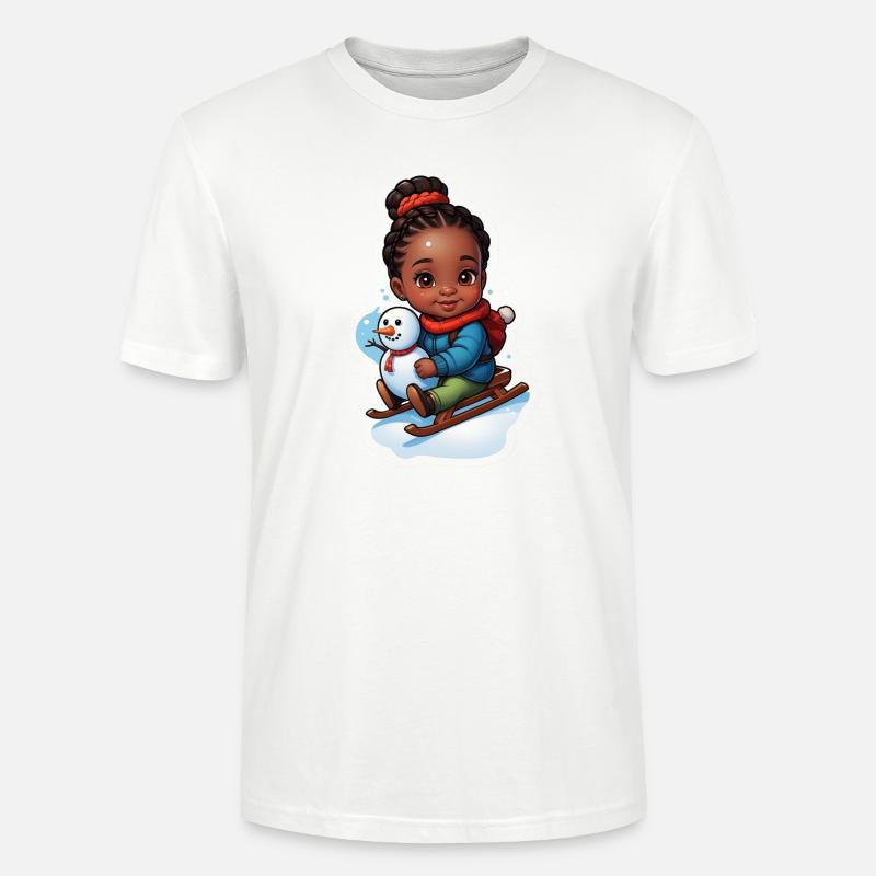 Kind Schlittenfahren Winter Geschenkidee - Stanley/Stella Unisex Bio-T-Shirt CRAFTER - Weiß
