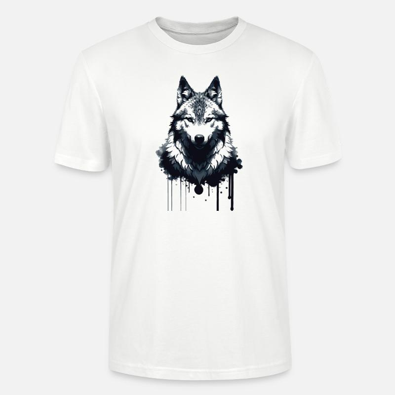 wolf,tinte,malerei,front,graffiti,schwarz - Stanley/Stella Unisex Bio-T-Shirt CRAFTER - Weiß