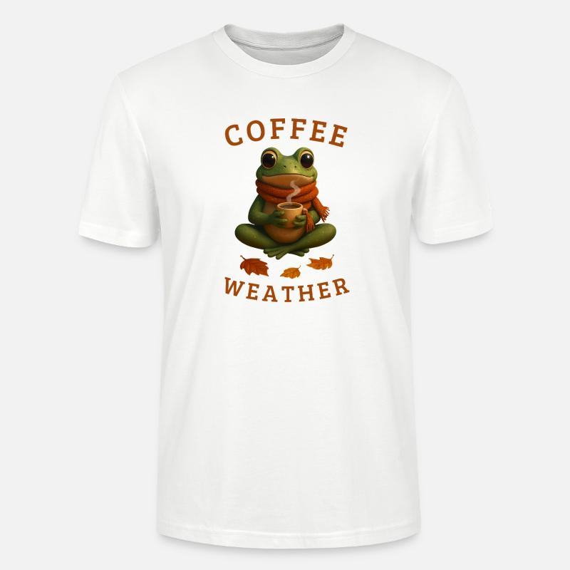 Herbstfrosch Frosch mit Kaffee Herbst Geschenkidee - Stanley/Stella Unisex Bio-T-Shirt CRAFTER - Weiß