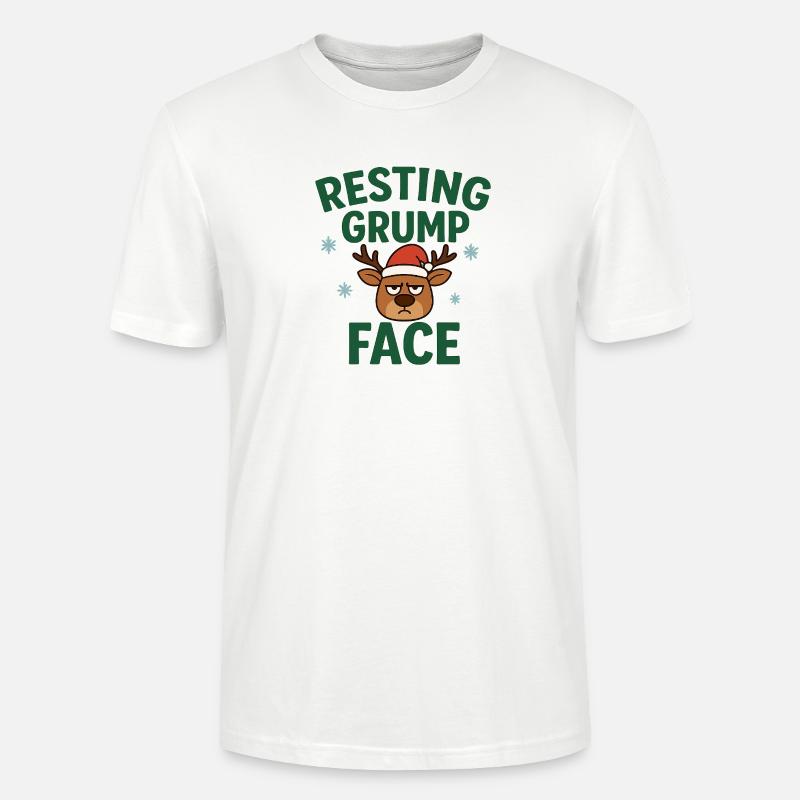 Resting Grump Face Rentier mit Mütze - Stanley/Stella Unisex Bio-T-Shirt CRAFTER - Weiß