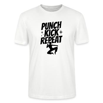 Silhouette de kickboxeur - Coup de poing, coup de pied, répétition - T-shirt bio CRAFTER Stanley Stella Unisexe - blanc - Devant - Alina (178cm) & Michal (187cm)