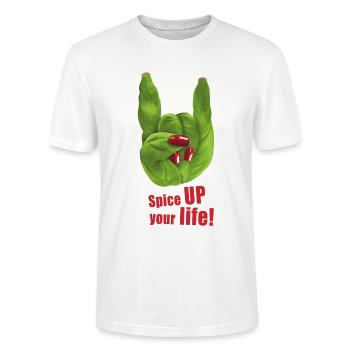 Spice UP your life - Basilikum - Rock ’n’ Roll - Stanley/Stella Unisex Bio-T-Shirt CRAFTER - Weiß - Vorne - Alina (178cm) & Michal (187cm)