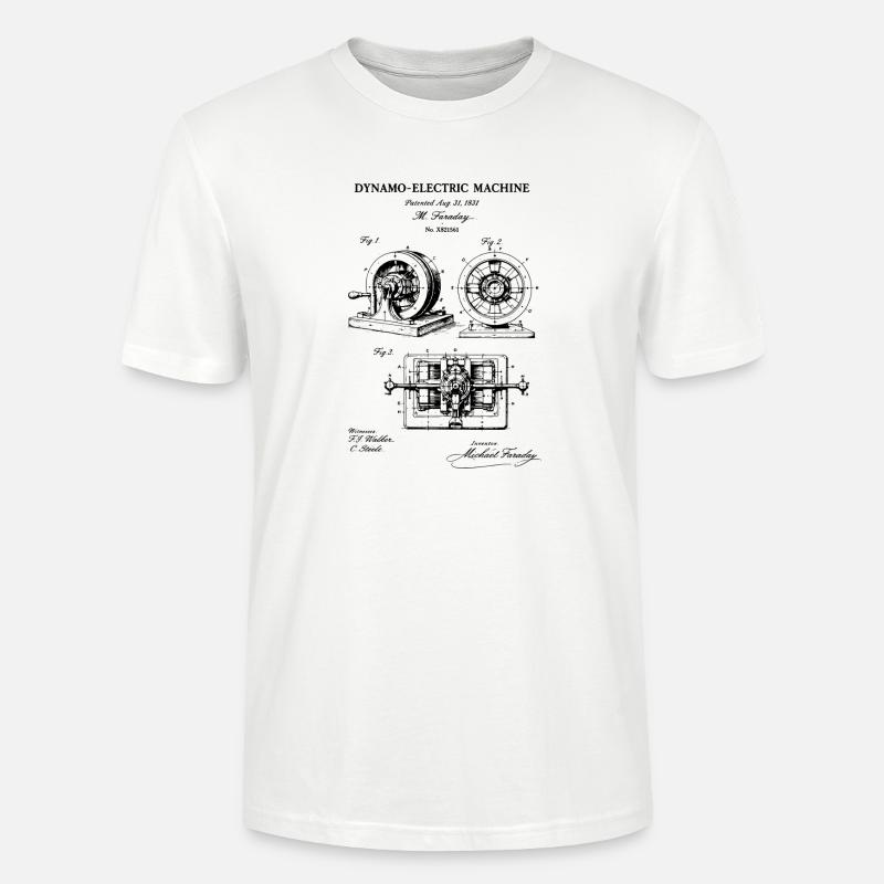 Plan de brevet pour machine électrique - T-shirt bio CRAFTER Stanley Stella Unisexe - blanc