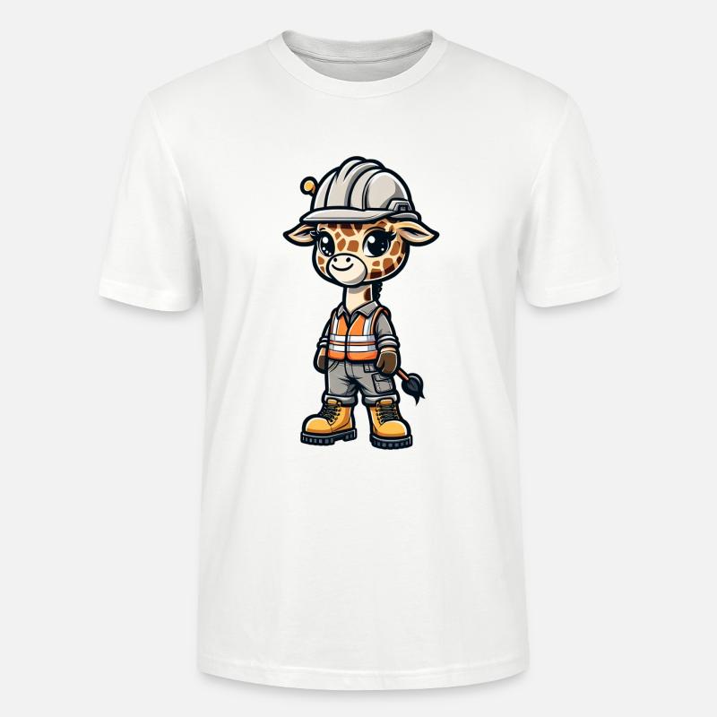 Cute Giraffe Construction Worker - Stanley/Stella Unisex Bio-T-Shirt CRAFTER - Weiß