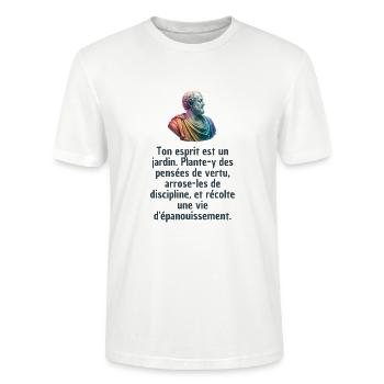T-shirts Stoïcisme : L'inspiration à portée de soi - T-shirt bio CRAFTER Stanley Stella Unisexe - blanc - Devant - Alina (178cm) & Michal (187cm)