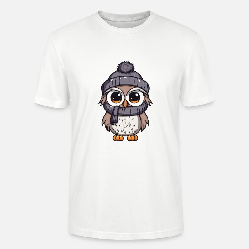 Eule Winter Comic - Stanley/Stella Unisex Bio-T-Shirt CRAFTER - Weiß