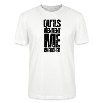 Qu'ils viennent me chercher - T-shirt bio CRAFTER Stanley Stella Unisexe - blanc - Devant - Alina (178cm) & Michal (187cm)
