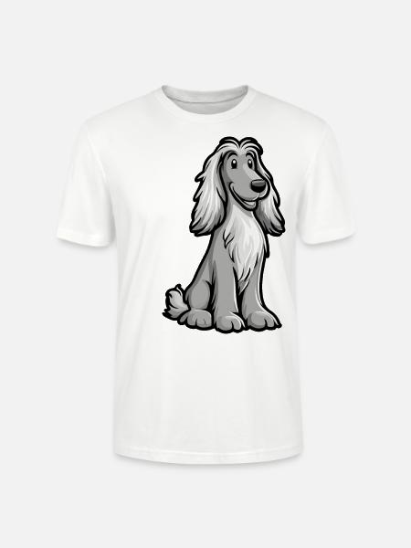 Afghan Hound Dog Comic Cute - Stanley/Stella CRAFTER Unisex Organic T-Shirt - white