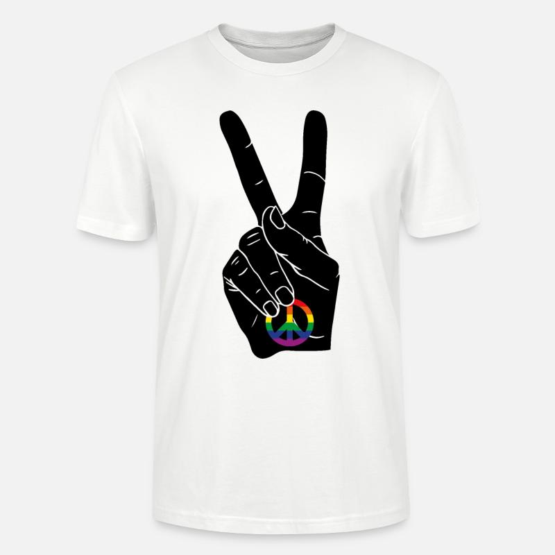 PEACE PEACEZEICHEN REGENBOGENFAHNE CSD - Stanley/Stella Unisex Bio-T-Shirt CRAFTER - Weiß