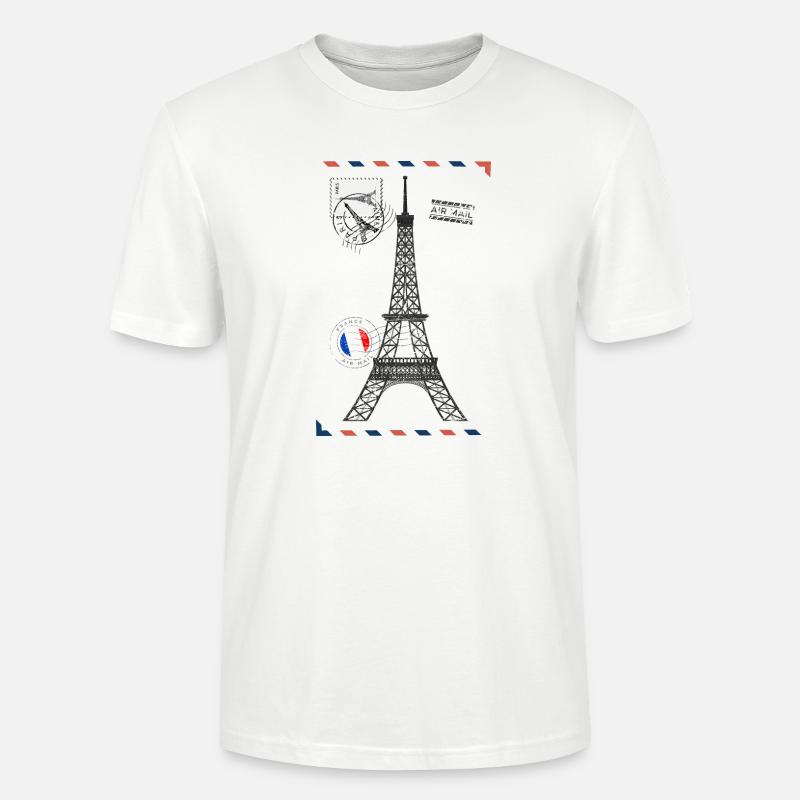 Paris Postkarte Eiffelturm - Stanley/Stella Unisex Bio-T-Shirt CRAFTER - Weiß