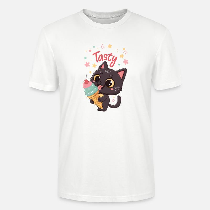 Gourmet-Katze und Eiscreme - Stanley/Stella Unisex Bio-T-Shirt CRAFTER - Weiß