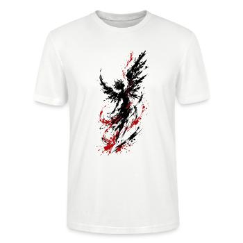 Schwarzer Engel zerrissene Flügel – Dark Angel Manga Gothi - Stanley/Stella Unisex Bio-T-Shirt CRAFTER - Weiß - Vorne - Alina (178cm) & Michal (187cm)