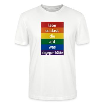 Lebe so dass die afd was dagegen hätte - Stanley/Stella Unisex Bio-T-Shirt CRAFTER - Weiß - Vorne - Alina (178cm) & Michal (187cm)