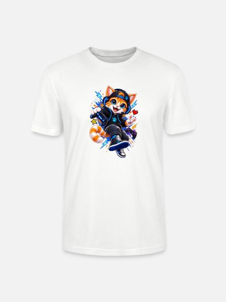 Gaming Katze – Gamer Cat - Stanley/Stella Unisex Bio-T-Shirt CRAFTER - Weiß