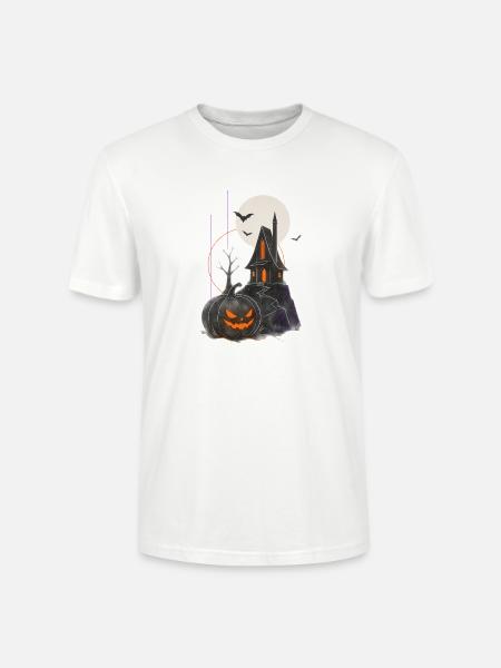 Spukhaus Kürbisnacht Mondschein - Stanley/Stella Unisex Bio-T-Shirt CRAFTER - Weiß