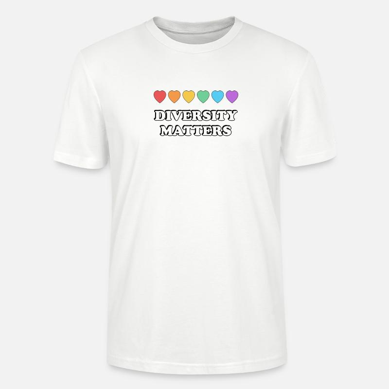 La diversité compte Rainbow Hearts - T-shirt bio CRAFTER Stanley Stella Unisexe - blanc