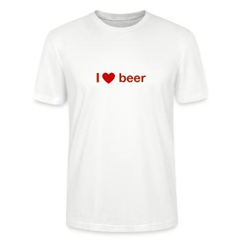 T-Shirt mit i love beer Aufschrift - Stanley/Stella Unisex Bio-T-Shirt CRAFTER - Weiß - Vorne - Alina (178cm) & Michal (187cm)