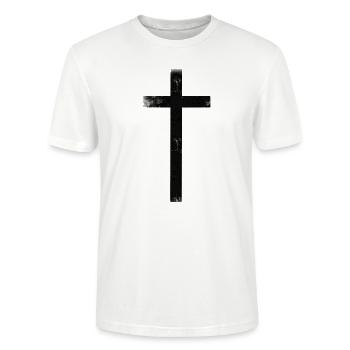 Cross black brush - Stanley/Stella CRAFTER Unisex Organic T-Shirt - white - Front - Alina (178cm) & Michal (187cm)