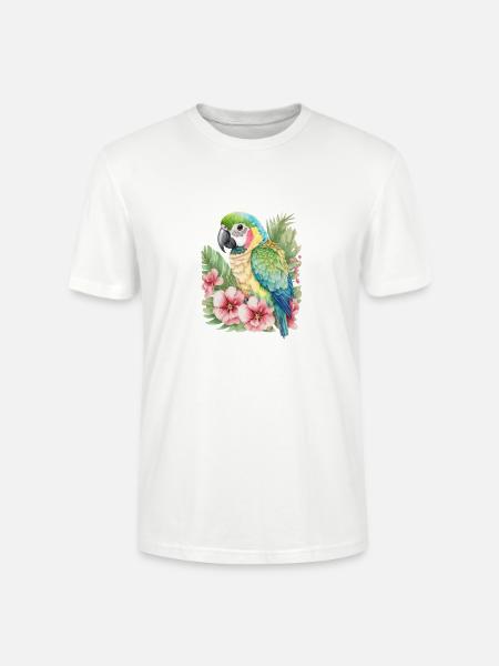 bunter Papagei - Stanley/Stella Unisex Bio-T-Shirt CRAFTER - Weiß