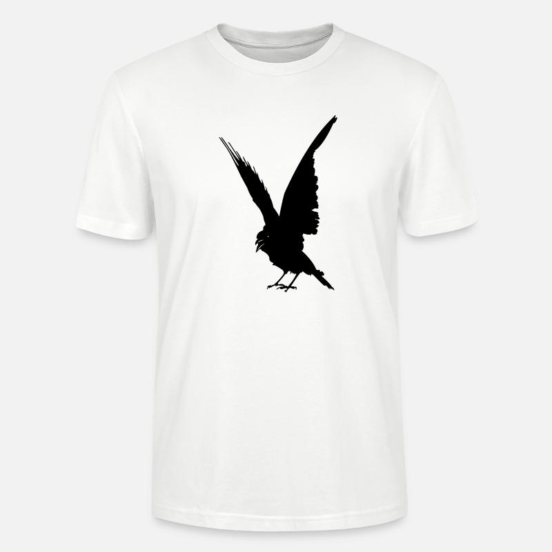 Schwarze Vogelkrähe oder Rabenschattenfigur - Stanley/Stella Unisex Bio-T-Shirt CRAFTER - Weiß