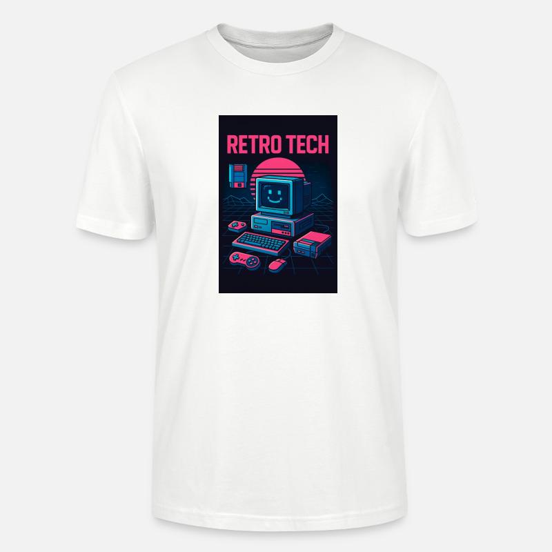 Retro Tech Computer Grafikdesigner mit Lächeln - Stanley/Stella Unisex Bio-T-Shirt CRAFTER - Weiß