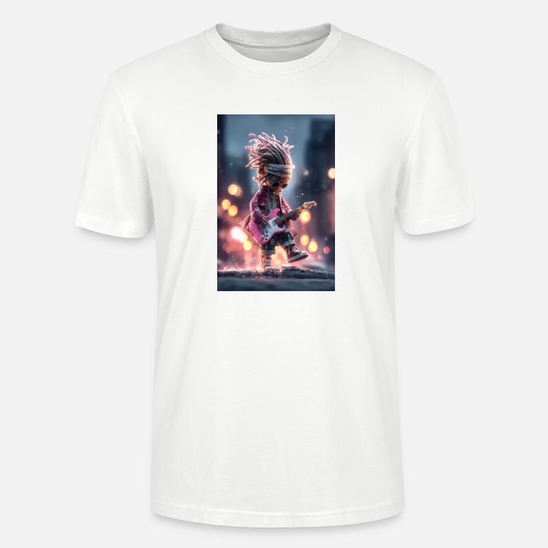 Neon Dread Gitarrist mit Pink Guitar - Stanley/Stella Unisex Bio-T-Shirt CRAFTER - Weiß