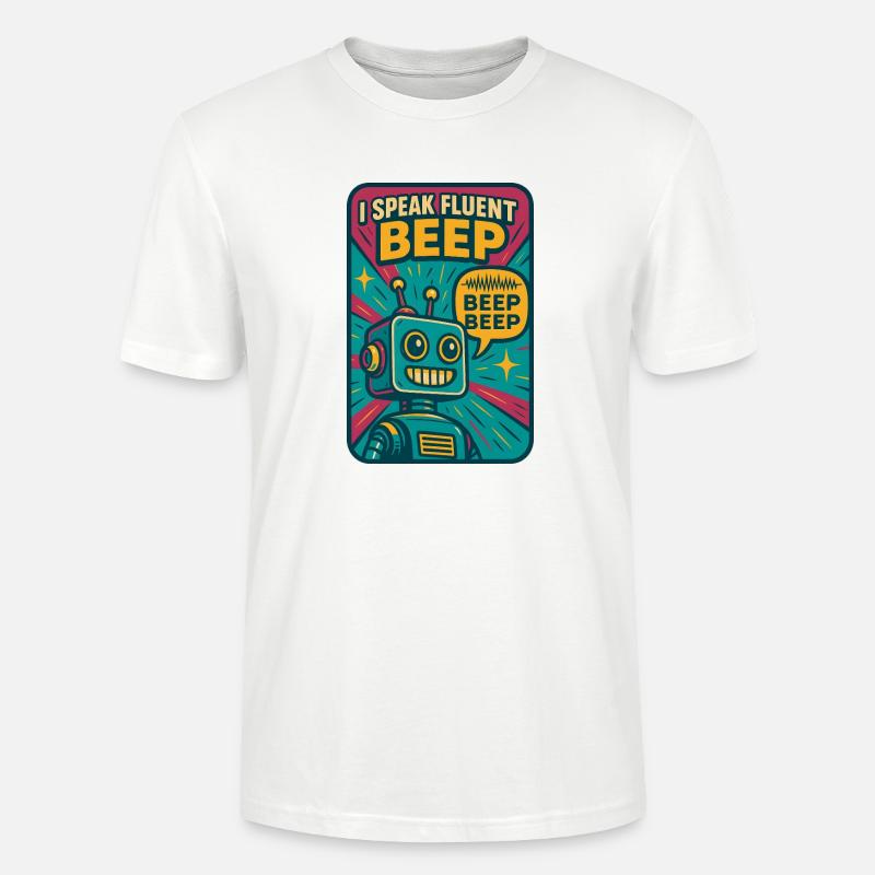 Flowing Beep | Robot Sci-Fi Nerd - Stanley/Stella CRAFTER Unisex Organic T-Shirt - white