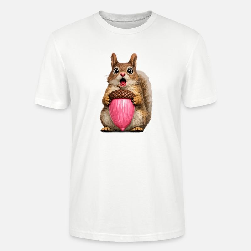Eichhörnchen mit rosa Eichel - Stanley/Stella Unisex Bio-T-Shirt CRAFTER - Weiß