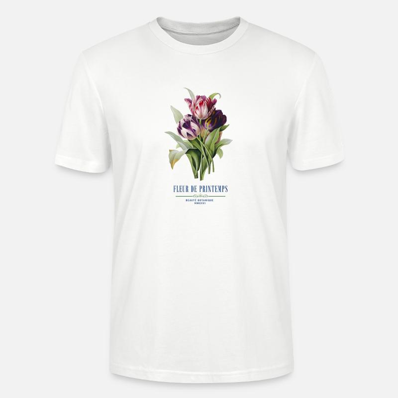 Tulip Bloom Fleurs de Printemps - Stanley/Stella CRAFTER Unisex Organic T-Shirt - white