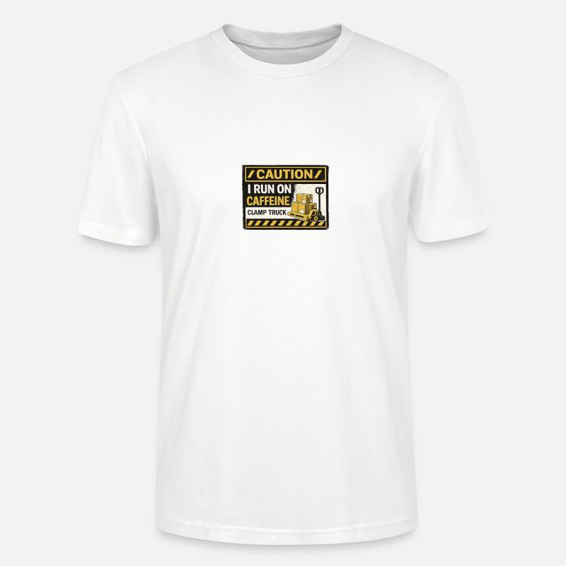 Koffeinbetriebener Gabelstapler-Patch - Stanley/Stella Unisex Bio-T-Shirt CRAFTER - Weiß
