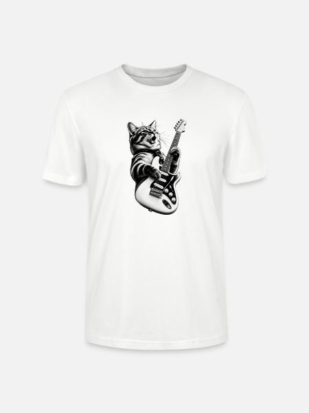 Katze Gitarre - Stanley/Stella Unisex Bio-T-Shirt CRAFTER - Weiß