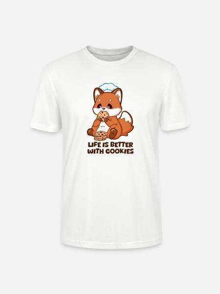 Verspielter Fuchs isst Cookies mit Kochmütze - Stanley/Stella Unisex Bio-T-Shirt CRAFTER - Weiß