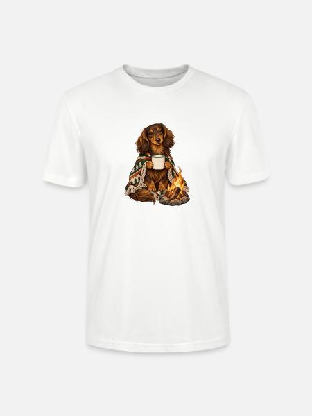Dackel am Lagerfeuer - Stanley/Stella Unisex Bio-T-Shirt CRAFTER - Weiß