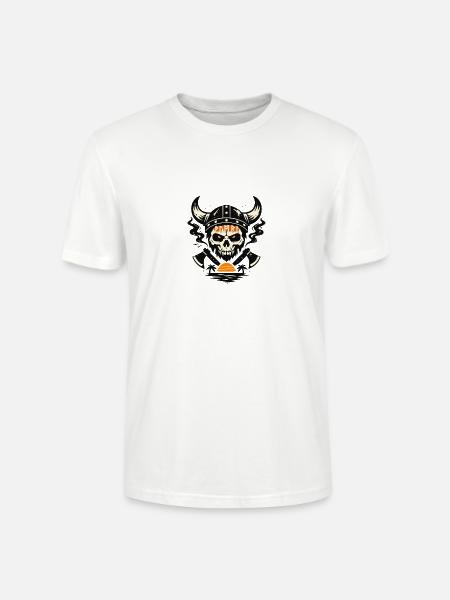 Viking Schädel mit Feueruntergang - Stanley/Stella Unisex Bio-T-Shirt CRAFTER - Weiß