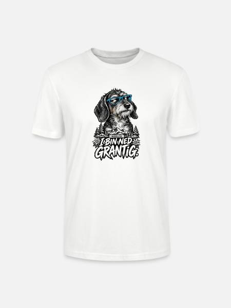 Grantiger Hund mit Brille - Stanley/Stella Unisex Bio-T-Shirt CRAFTER - Weiß