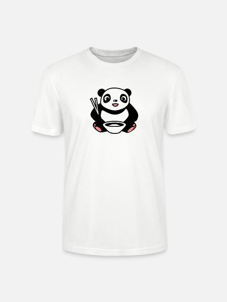 Baby Panda na jedzenia ryżu pałeczkami - Ekologiczna koszulka typu unisex Stanley/Stella CRAFTER - biały