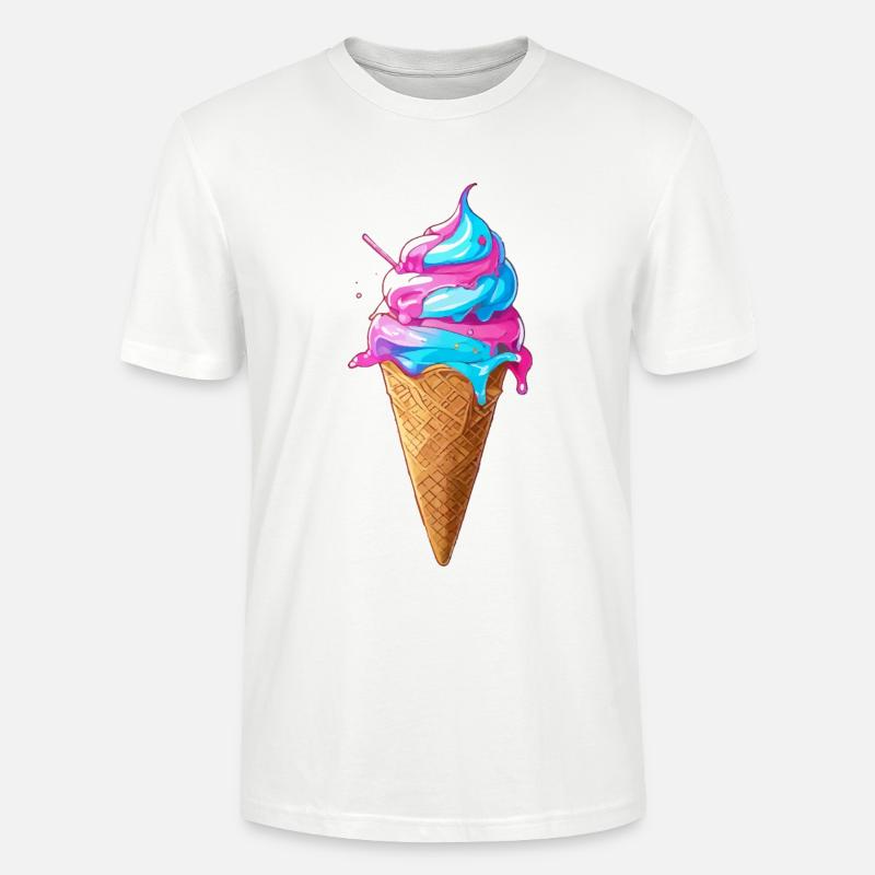 Lecker Eiscreme | Synthwave Eistüte - Stanley/Stella Unisex Bio-T-Shirt CRAFTER - Weiß