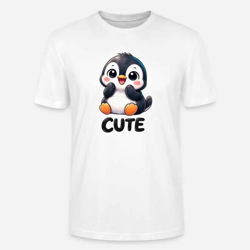 Pingouin chibi mignon timide timide mignon - T-shirt bio CRAFTER Stanley Stella Unisexe - blanc
