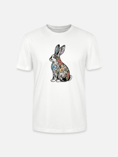 Florales Tattoo-Häschenmotiv - Stanley/Stella Unisex Bio-T-Shirt CRAFTER - Weiß