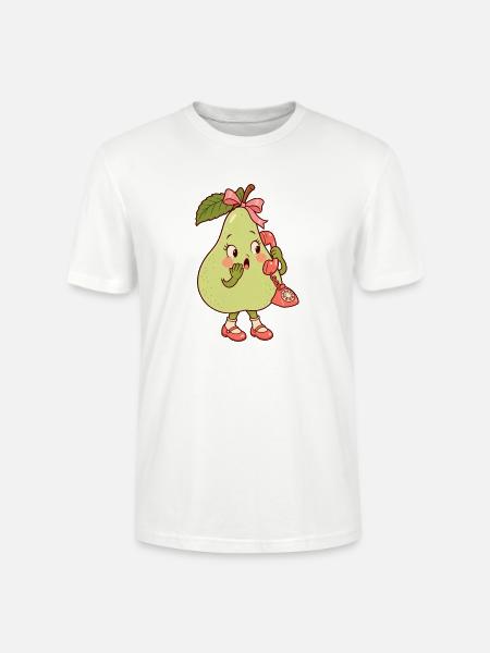 Birne mit Handy – niedliche Fruchtfigur - Stanley/Stella Unisex Bio-T-Shirt CRAFTER - Weiß