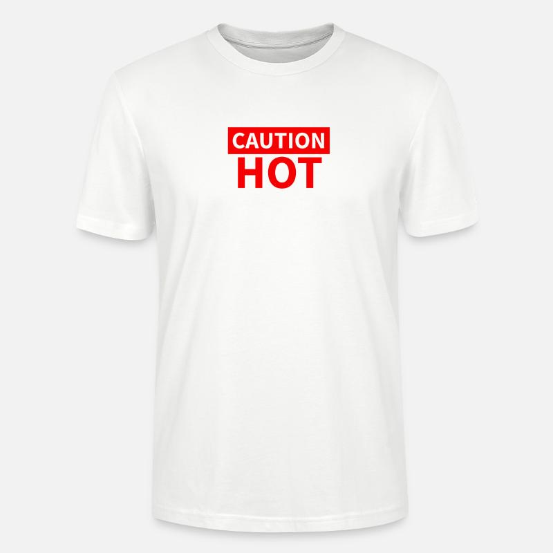 CAUTION HOT red - Stanley/Stella Unisex Bio-T-Shirt CRAFTER - Weiß