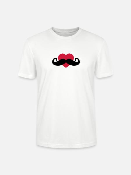 heart moustache / love moustache - Stanley/Stella CRAFTER Unisex Organic T-Shirt - white