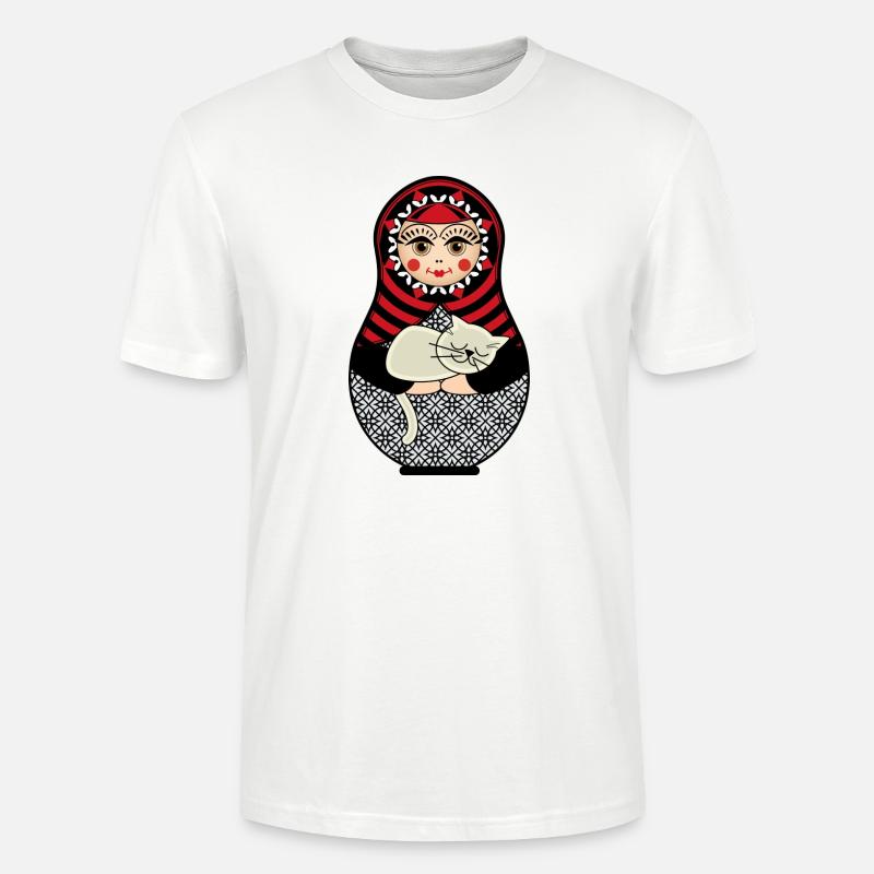 Matryoshka matryoshka poupée russe chat - T-shirt bio CRAFTER Stanley Stella Unisexe - blanc