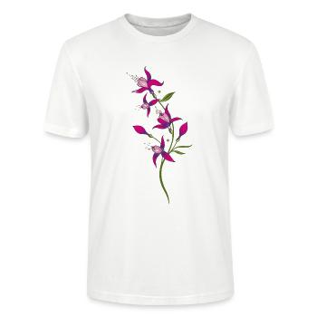 Fleurs d'été, fuchsias. Violet, rose. - T-shirt bio CRAFTER Stanley Stella Unisexe - blanc - Devant - Alina (178cm) & Michal (187cm)