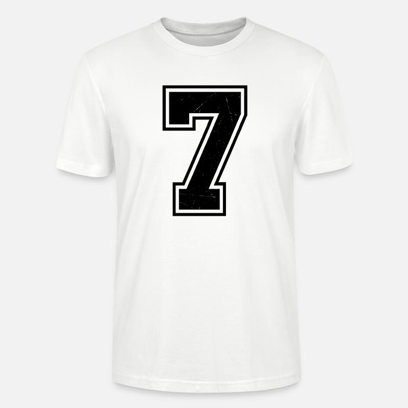 Chiffre Grunge Seven avec texture rayée - T-shirt bio CRAFTER Stanley Stella Unisexe - blanc