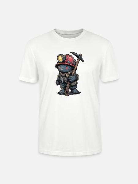 Bergmann Kumpel mit Helm und Grubenlampe - Stanley/Stella Unisex Bio-T-Shirt CRAFTER - Weiß
