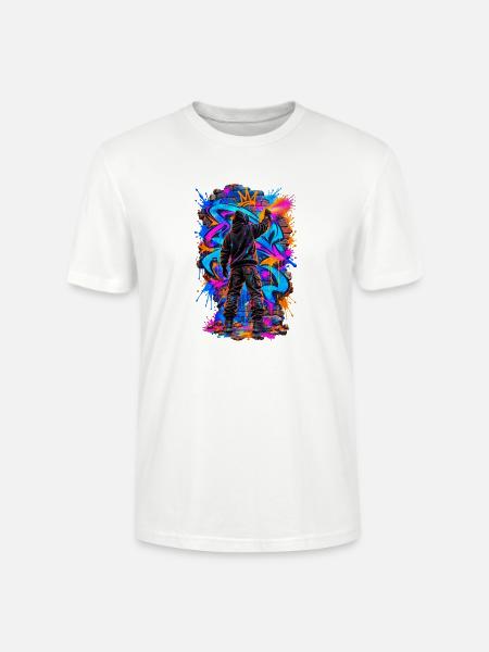 Graffiti-Künstler – Urbane Farbexplosion - Stanley/Stella Unisex Bio-T-Shirt CRAFTER - Weiß